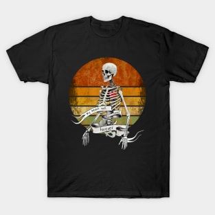 Human skeleton, gothic, red heart beat for ever, sunset vintage, cool, anatomy art T-Shirt